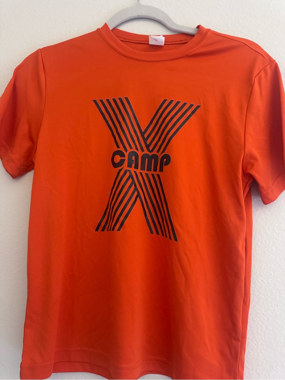 Xhilaration Orange Short Sleeve Tee with Black 'Camp X' Graphic